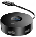 концентратор USB 3.0 Baseus round box HUB adapter black
