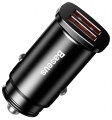 автомобильное зарядное устройство Baseus Square metal A+A 30W  Dual QC3.0 black