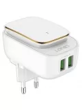 зарядное устройство с ночником LDNIO A2205 Touch LED lamp and 2 USB charger white gold