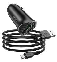 автомобильное зарядное устройство Hoco Z39 Farsighted dual port QC3.0 Car charger + micro cable автомобильное зарядное устройство Hoco Z39 Farsighted dual port QC3.0 Car charger + micro cable