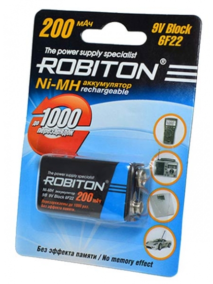 аккумулятор Robiton 200 mAh 6F22/Крона-1BL