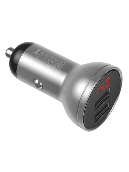 автомобильная зарядка в прикуриватель с дисплеем Baseus Digital Display Dual USB 4.8A Car Charger 24W