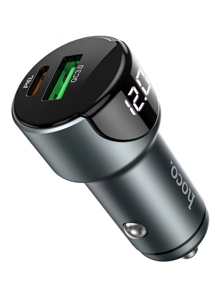 автомобильная зарядка c дисплеем Hoco Z42 Light road dual port digital display PD20W+QC3.0 car charger