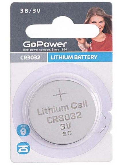 литиевая батарейка GoPower CR3032-1BL