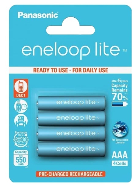 аккумуляторы (4 шт.) Panasonic 550 mAh R03/AAA Eneloop Lite BK-4LCCE/4BE-4BL 