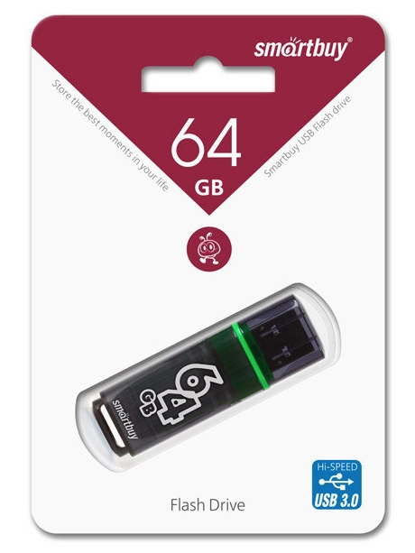 флешка USB 3.0 SmartBuy Glossy series 3.0  64Gb dark grey