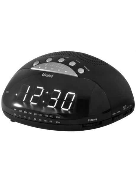 электронные часы настольные с радиоприемником Uniel UTR-21 black/white