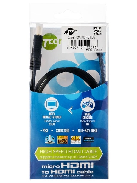 HDMI кабель ATcom HDMI>microHDMI 2.0м 