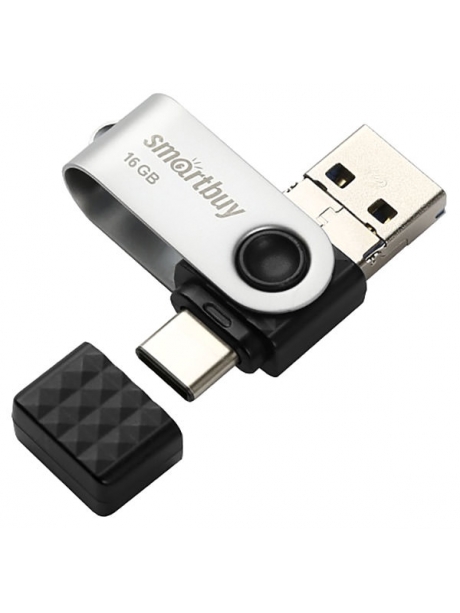 USB флешка с microUSB и type C SmartBuy TRIO 3-in-1 OTG 3.0 16GB black