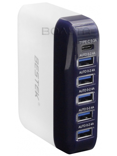 зарядное устройство USB 6 портов Bestek Multi-port USB charger MRU060C white