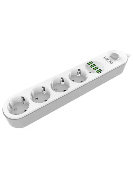 универсальный сетевой фильтр LDNIO SE4432 4USB*4 розетки 2м white