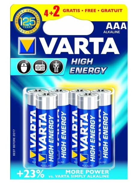 батарейки (6 шт.) Varta LR03/AAA LONGLIFE Power-4+2BL 