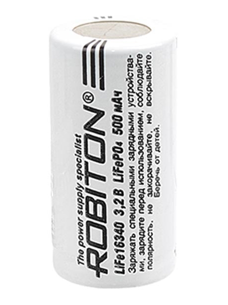 литиевый аккумулятор 3.2v Robiton LiFe16340 500mAh без защиты 