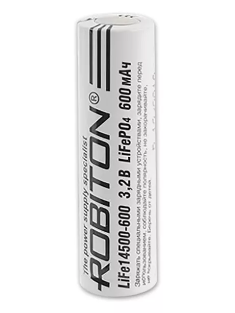 литий фосфатный аккумулятор Robiton LiFe14500 600mAh без защиты 