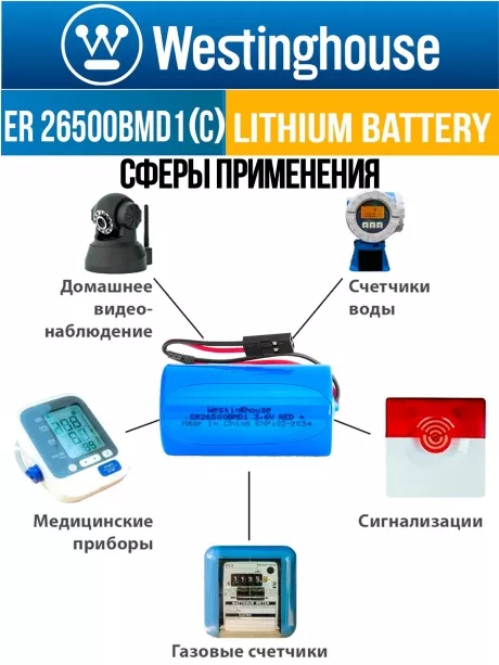 батарейка 3.6 В с коннектором Dupont 2,54 (BLS-2) Westinghouse ER 26500BMD1 (C) connector 
