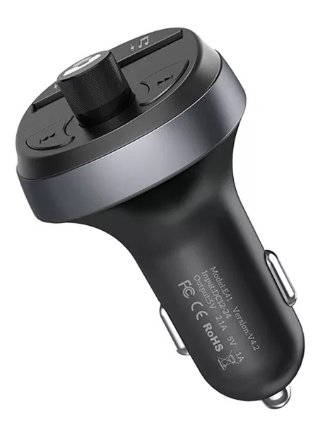 автомобильная зарядка с bluetooth FM трансмиттером Hoco E41 black