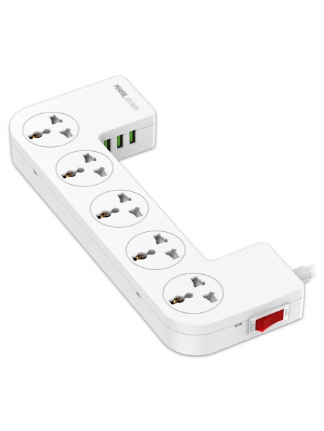 сетевой фильтр удлинитель LDNIO SC5309 3USB*5 розеток 2м white