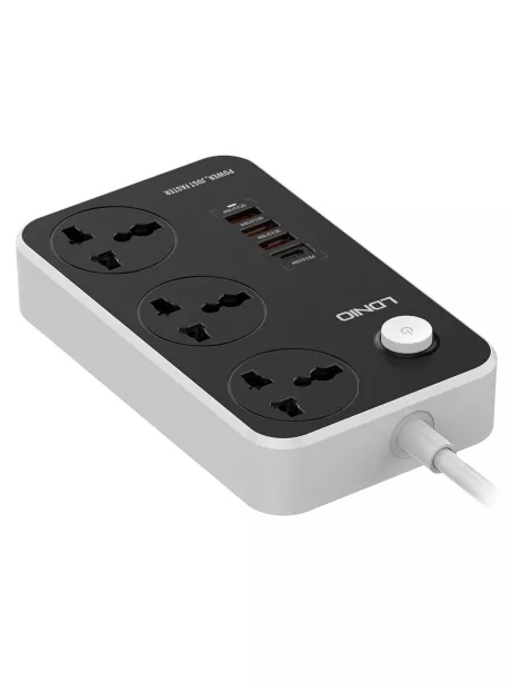 сетевой фильтр LDNIO SC3412 4USB*3 розетки 2м black grey