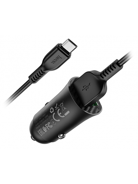 автомобильное зарядное устройство Hoco Z39 Farsighted dual port QC3.0 Car charger + micro cable black