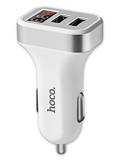 автомобильное зарядное устройство с дисплеем Hoco Z3 2USB LCD car charger white