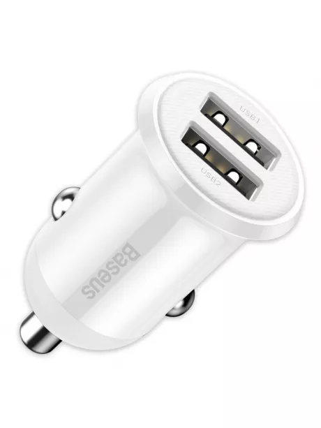 автомобильное зарядное устройство Baseus Grain Pro Car Charger (Dual USB 4.8A ) white