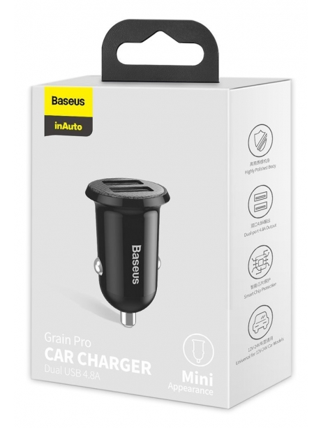 автомобильное зарядное устройство Baseus Grain Pro Car Charger (Dual USB 4.8A ) black