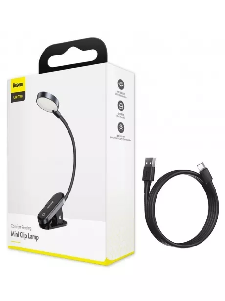мини светильник на прищепке Baseus Comfort Reading Mini Clip Lamp dark gray