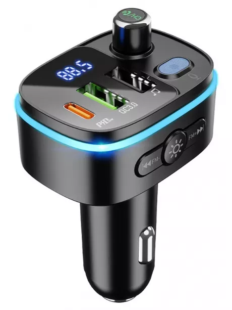 автомобильная зарядка с bluetooth FM трансмиттером Hoco E62 Fast PD20W+QC3.0 car BT FM transmitter black