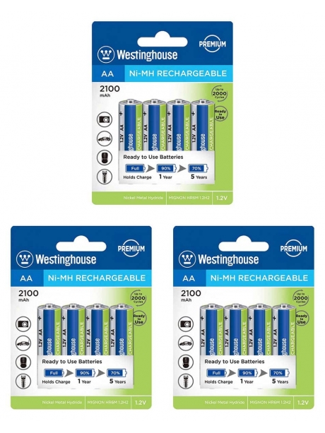 аккумуляторы Westinghouse 2100 mAh  R6/AA 12шт. 