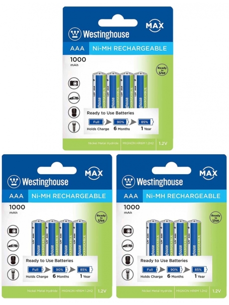 аккумуляторы Westinghouse 1000 mAh  R03/AAA 12шт. 