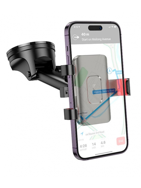 держатель для телефона на присоске Hoco H22 Dragon automatic clamping car holder (center console) red and black