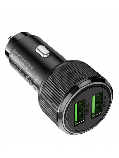 автомобильное зарядное устройство Hoco NZ14 Guerrero 36W dual-port car charger black