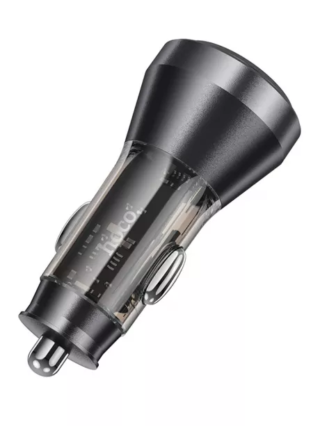 зарядка для телефона в машину Hoco NZ12D Lucky PD60W(2C1A) car charger transparent black