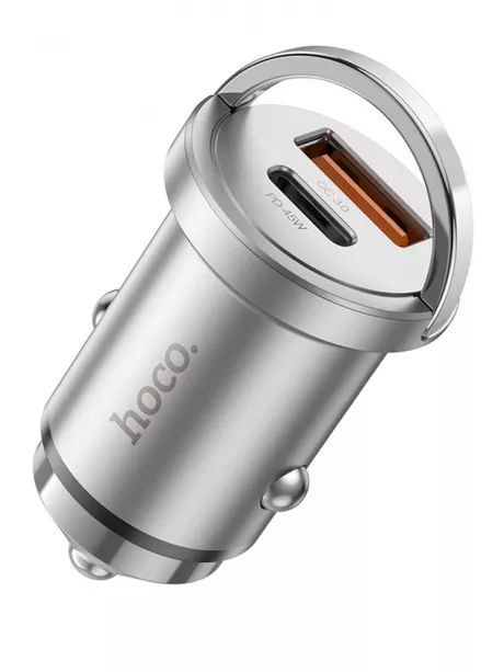 зарядка для телефона в машину Hoco NZ10 Handy PD45W+QC3.0 car charger silver