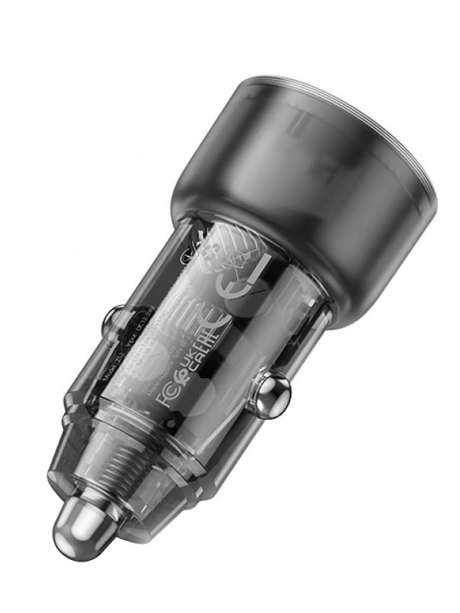 зарядка для телефона в машину Hoco Z52 Spacious PD38W(1C1A) car charger transparent black