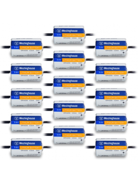 литиевые батарейки 3.6v Westinghouse ER 14250Y (1/2AA) axial wires 15шт. 