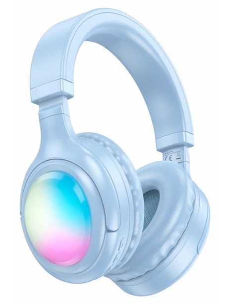 беспроводные наушники c RGB подсветкой Hoco W48 Focus BT headphones blue
