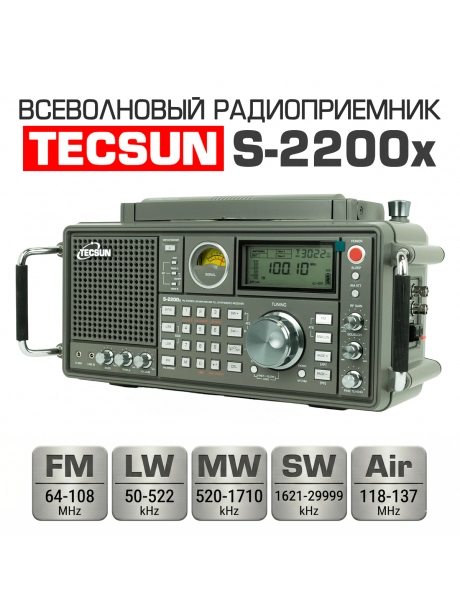 всеволновый профессиональный радиоприемник Tecsun S-2200x (export version) dark grey