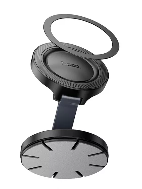 магнитный держатель MagSafe Hoco H61 Show folding ring magnetic car holder (dashboard) black/metal gray