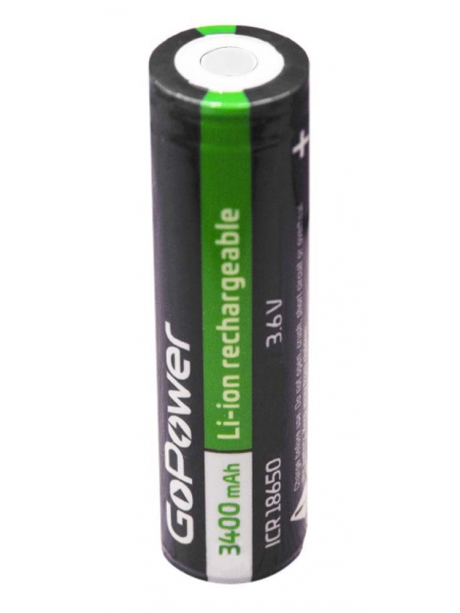 литиевый аккумулятор GoPower NCR18650 Li-ion 3400mAh  без защиты 