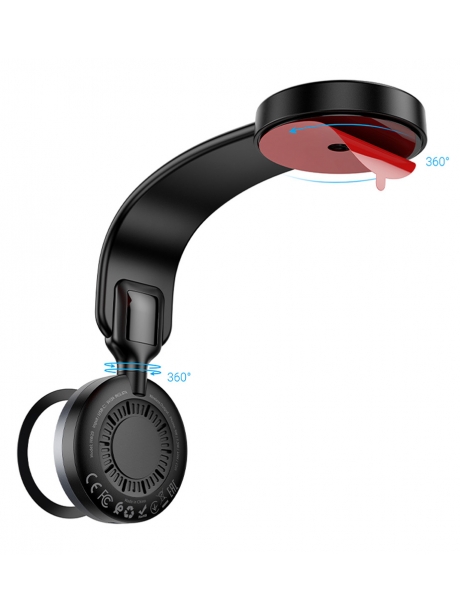 держатель для телефона с беспроводной зарядкой Hoco HW29 Totem ring magnetic wireless fast charging car holder black/metal gray