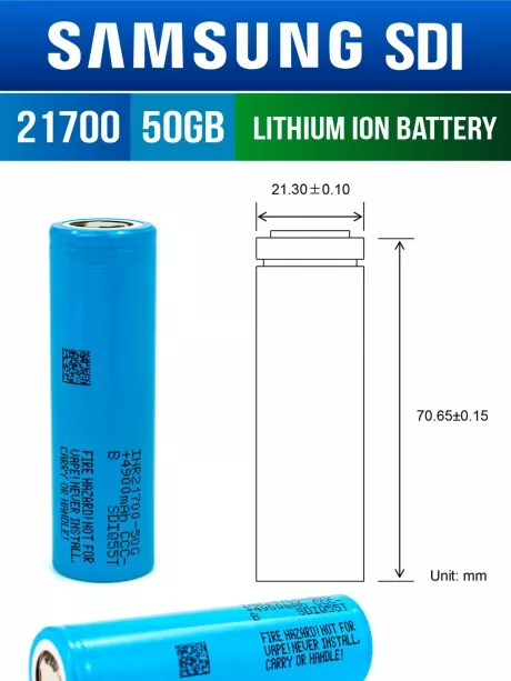 литиевый высокотоковый аккумулятор без защиты Samsung INR21700-50GB 