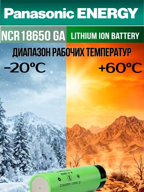 высокотоковый литиевый аккумулятор Panasonic NCR18650GA PW Li-Ion 3450mAh (min 3300mAh) 50шт. 