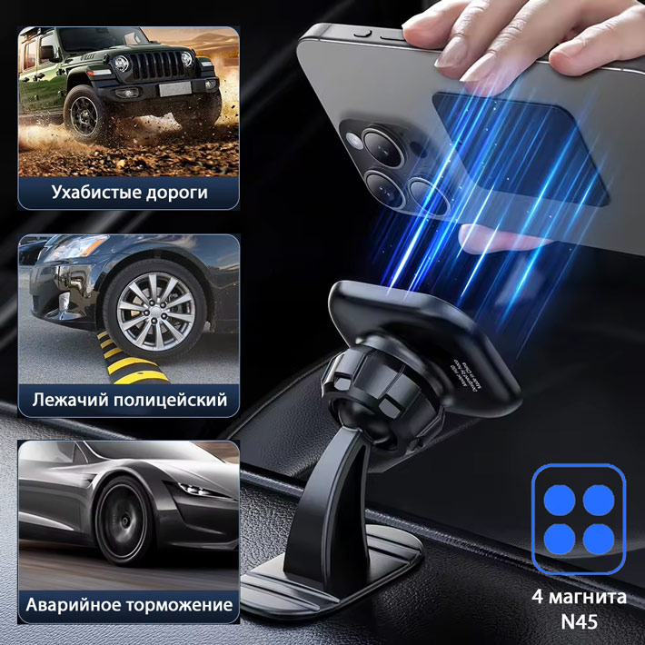 держатель Hoco H30 Brilliant magnetic car holder (center console)
