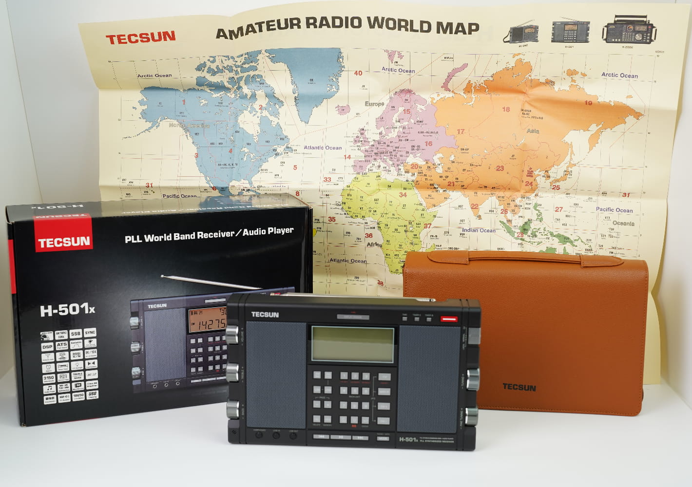 Радиоприемник Tecsun H-501x с картой, комплектным чехлом