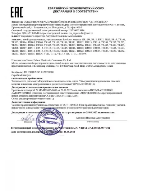 Портативный FM радиоприемник с блютуз Retekess TR610 